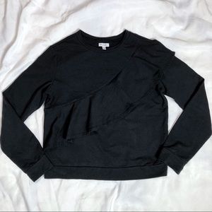 Ruffle Crew Neck Sweatshirt